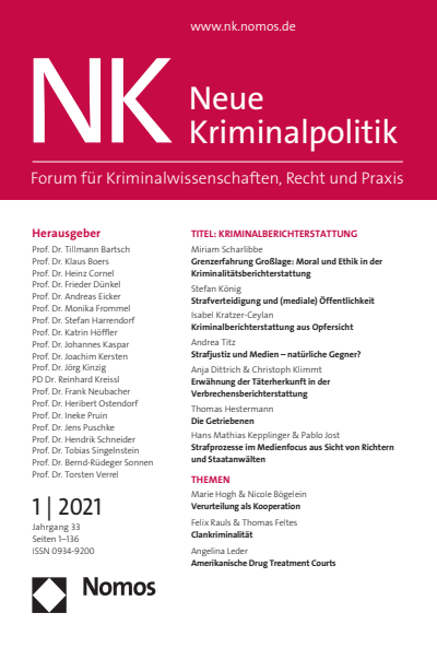 Cover der Ausgabe: NK Neue Kriminalpolitik Jahrgang 33 (2021), Heft 1