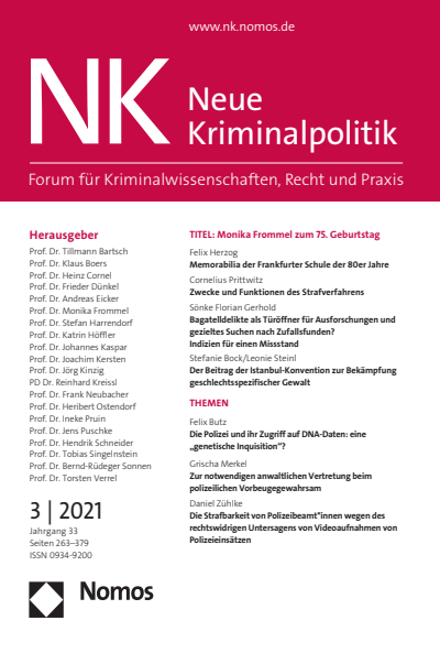 Cover der Ausgabe: NK Neue Kriminalpolitik Jahrgang 33 (2021), Heft 3