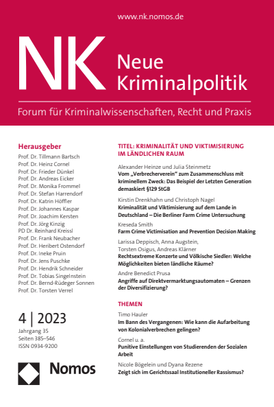 Cover der Ausgabe: NK Neue Kriminalpolitik Jahrgang 35 (2023), Heft 4