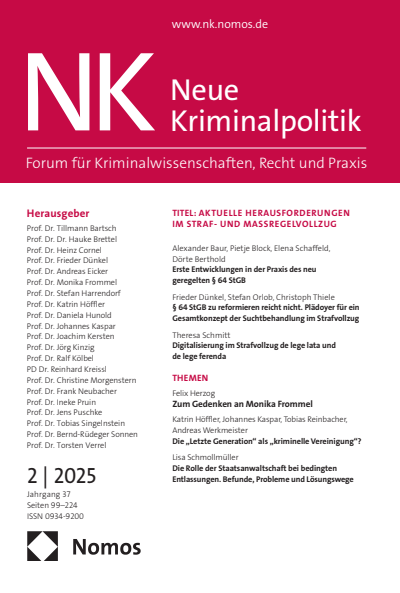 Cover der Ausgabe: NK Neue Kriminalpolitik Jahrgang 37 (2025), Heft 2