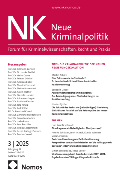 Cover der Ausgabe: NK Neue Kriminalpolitik Jahrgang 37 (2025), Heft 3