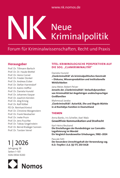 Cover der Ausgabe: NK Neue Kriminalpolitik Jahrgang 38 (2026), Heft 1