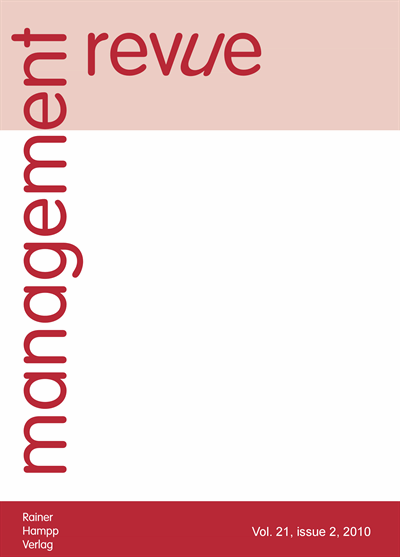 Cover der Ausgabe: mrev management revue Jahrgang 21 (2010), Heft 2