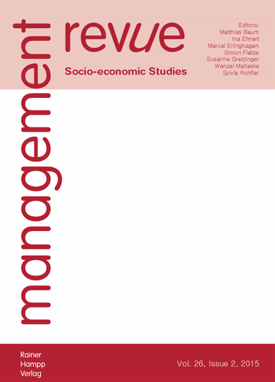 Cover of Volume: mrev management revue Volume 26 (2015), Edition 2