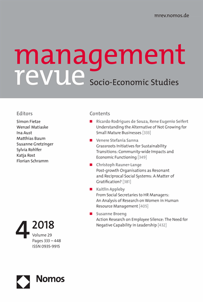 Cover of Volume: mrev management revue Volume 29 (2018), Edition 4