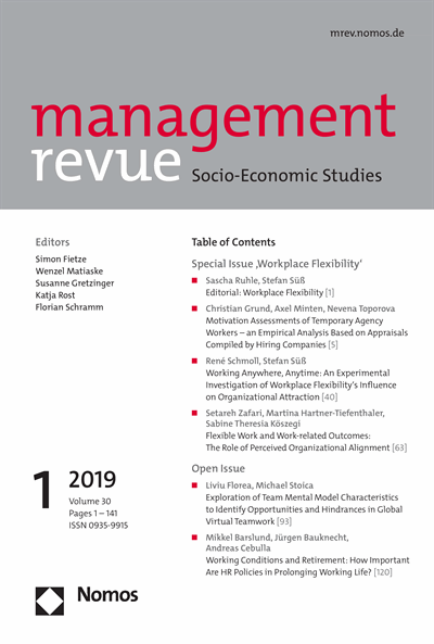 Cover of Volume: mrev management revue Volume 30 (2019), Edition 1