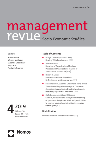 Cover of Volume: mrev management revue Volume 30 (2019), Edition 4