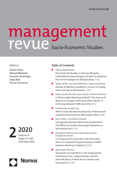 Cover of Volume: mrev management revue Volume 31 (2020), Edition 2