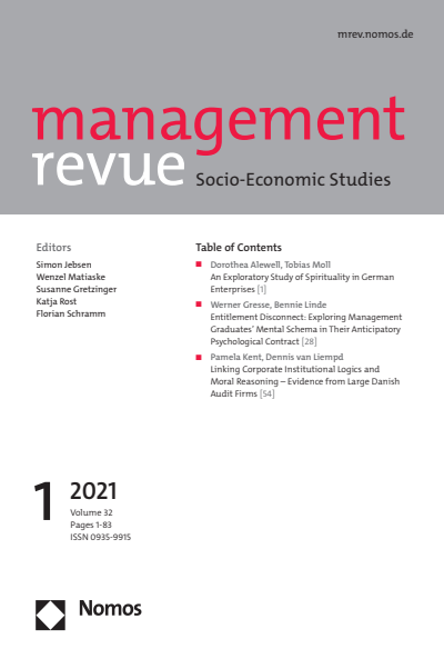 Cover of Volume: mrev management revue Volume 32 (2021), Edition 1