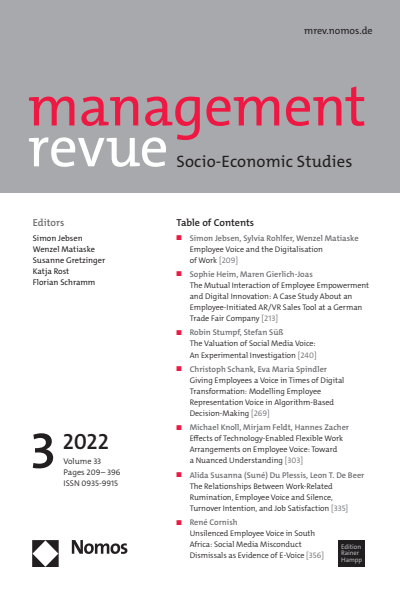 Cover der Ausgabe: mrev management revue Jahrgang 33 (2022), Heft 3