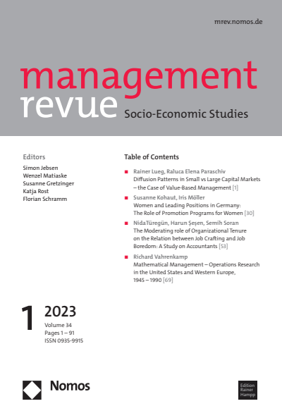 Cover der Ausgabe: mrev management revue Jahrgang 34 (2023), Heft 1
