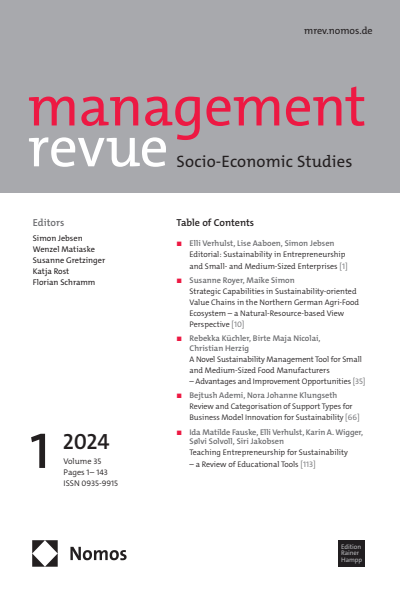 Cover der Ausgabe: mrev management revue Jahrgang 35 (2024), Heft 1
