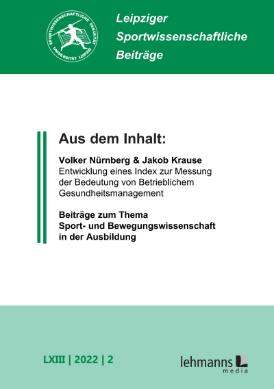 Cover of Volume: Leipziger Sportwissenschaftliche Beiträge Volume 63 (2022), Edition 2