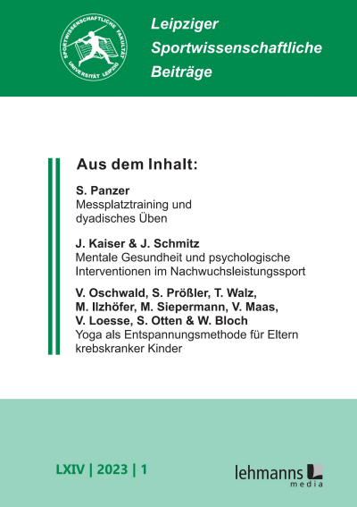 Cover of Volume: Leipziger Sportwissenschaftliche Beiträge Volume 64 (2023), Edition 1