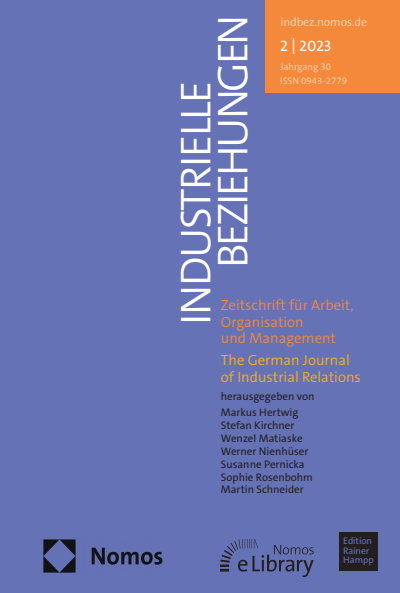 Cover der Ausgabe: Industrielle Beziehungen Jahrgang 30 (2023), Heft 2