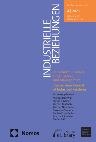 Cover of Volume: Industrielle Beziehungen Volume 30 (2023), Edition 4