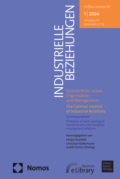 Cover of Volume: Industrielle Beziehungen Volume 31 (2024), Edition 1