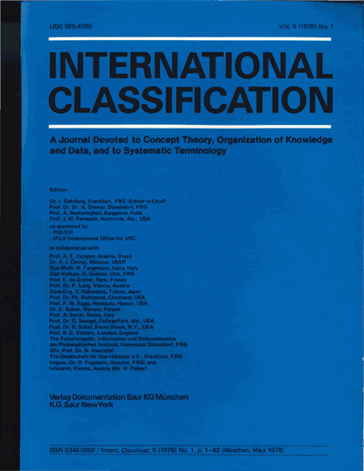 Cover der Ausgabe: KO KNOWLEDGE ORGANIZATION Jahrgang 5 (1978), Heft 1