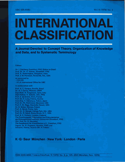 Cover der Ausgabe: KO KNOWLEDGE ORGANIZATION Jahrgang 5 (1978), Heft 3