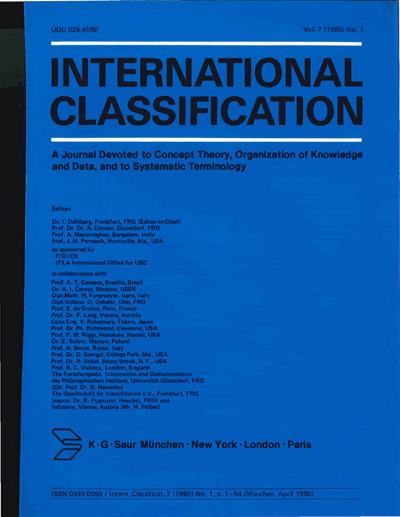 Cover der Ausgabe: KO KNOWLEDGE ORGANIZATION Jahrgang 7 (1980), Heft 1