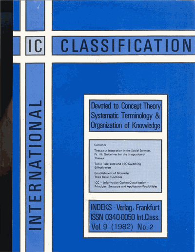 Cover der Ausgabe: KO KNOWLEDGE ORGANIZATION Jahrgang 9 (1982), Heft 2