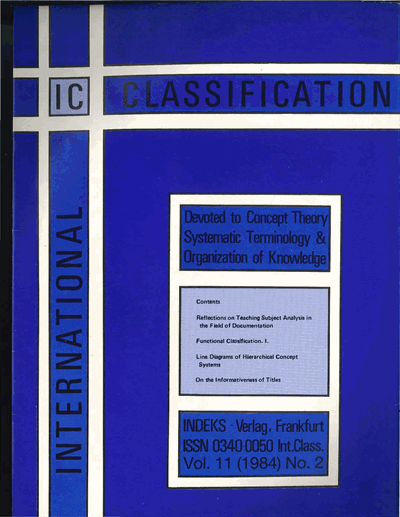 Cover der Ausgabe: KO KNOWLEDGE ORGANIZATION Jahrgang 11 (1984), Heft 2