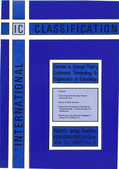 Cover of Volume: KO KNOWLEDGE ORGANIZATION Volume 14 (1987), Edition 2