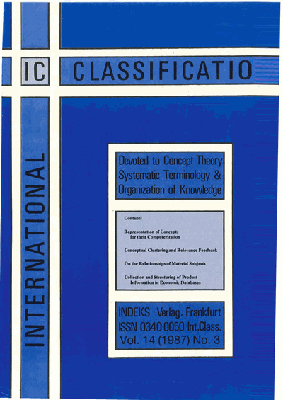 Cover of Volume: KO KNOWLEDGE ORGANIZATION Volume 14 (1987), Edition 3