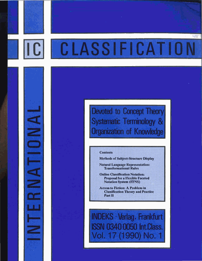 Cover of Volume: KO KNOWLEDGE ORGANIZATION Volume 17 (1990), Edition 1