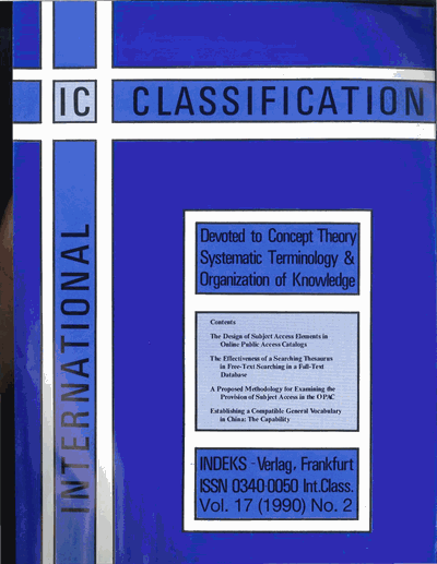 Cover of Volume: KO KNOWLEDGE ORGANIZATION Volume 17 (1990), Edition 2