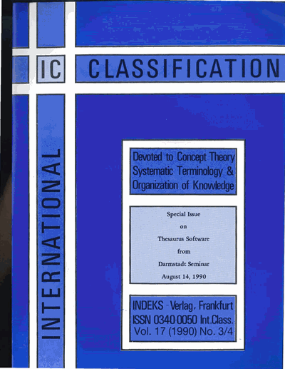 Cover of Volume: KO KNOWLEDGE ORGANIZATION Volume 17 (1990), Edition 3-4