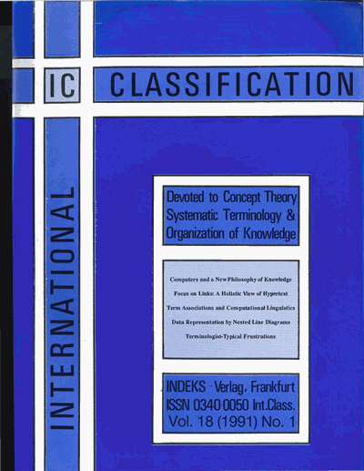 Cover of Volume: KO KNOWLEDGE ORGANIZATION Volume 18 (1991), Edition 1