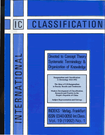 Cover der Ausgabe: KO KNOWLEDGE ORGANIZATION Jahrgang 19 (1992), Heft 1