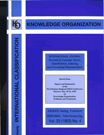 Cover der Ausgabe: KO KNOWLEDGE ORGANIZATION Jahrgang 20 (1993), Heft 4