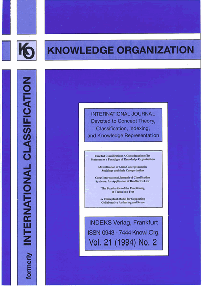 Cover der Ausgabe: KO KNOWLEDGE ORGANIZATION Jahrgang 21 (1994), Heft 2