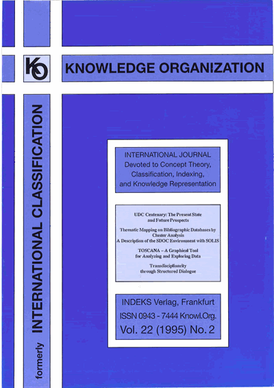 Cover der Ausgabe: KO KNOWLEDGE ORGANIZATION Jahrgang 22 (1995), Heft 2