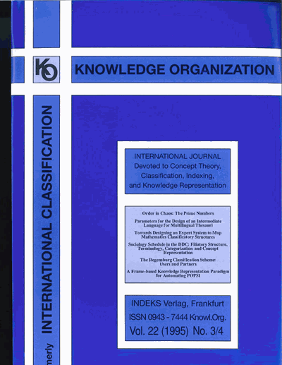 Cover der Ausgabe: KO KNOWLEDGE ORGANIZATION Jahrgang 22 (1995), Heft 3-4