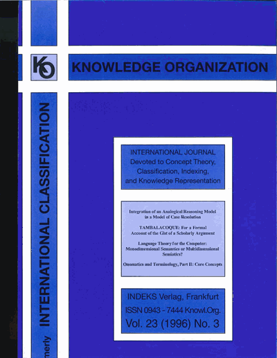 Cover der Ausgabe: KO KNOWLEDGE ORGANIZATION Jahrgang 23 (1996), Heft 3