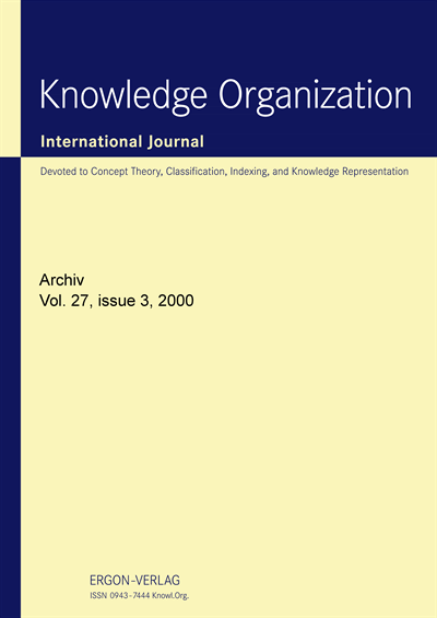 Cover der Ausgabe: KO KNOWLEDGE ORGANIZATION Jahrgang 27 (2000), Heft 3