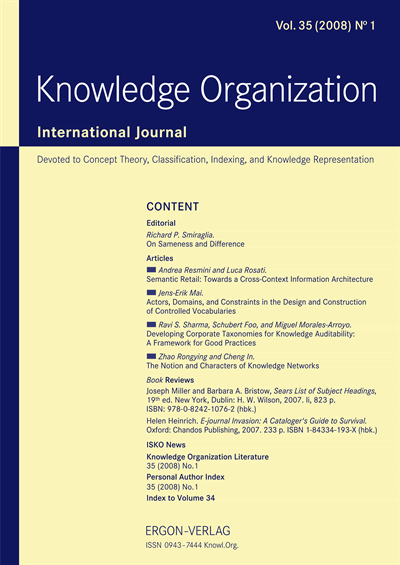 Cover der Ausgabe: KO KNOWLEDGE ORGANIZATION Jahrgang 35 (2008), Heft 1