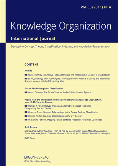 Cover der Ausgabe: KO KNOWLEDGE ORGANIZATION Jahrgang 38 (2011), Heft 4