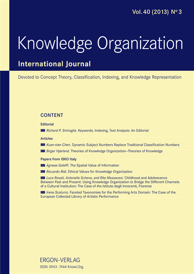 Cover der Ausgabe: KO KNOWLEDGE ORGANIZATION Jahrgang 40 (2013), Heft 3