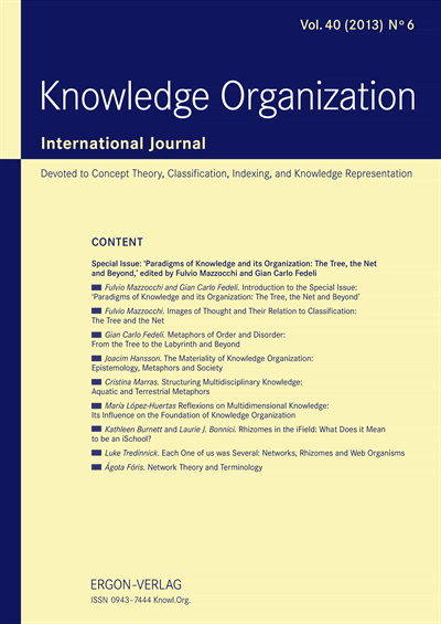 Cover of Volume: KO KNOWLEDGE ORGANIZATION Volume 40 (2013), Edition 6