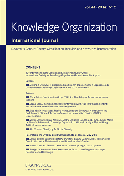 Cover der Ausgabe: KO KNOWLEDGE ORGANIZATION Jahrgang 41 (2014), Heft 2