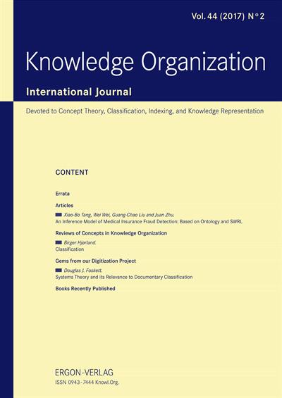 Cover der Ausgabe: KO KNOWLEDGE ORGANIZATION Jahrgang 44 (2017), Heft 2