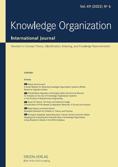 Cover of Volume: KO KNOWLEDGE ORGANIZATION Volume 49 (2022), Edition 6