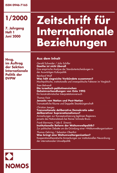 Cover of Volume: ZIB Zeitschrift für Internationale Beziehungen Volume 7 (2000), Edition 1
