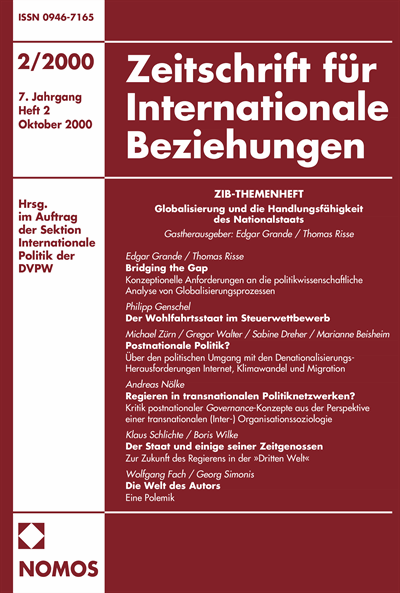 Cover of Volume: ZIB Zeitschrift für Internationale Beziehungen Volume 7 (2000), Edition 2