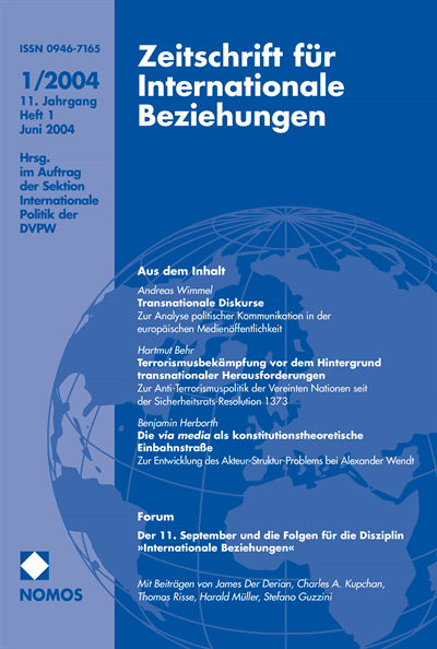 Cover of Volume: ZIB Zeitschrift für Internationale Beziehungen Volume 11 (2004), Edition 1