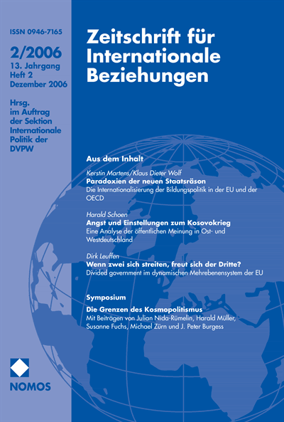 Cover of Volume: ZIB Zeitschrift für Internationale Beziehungen Volume 13 (2006), Edition 2